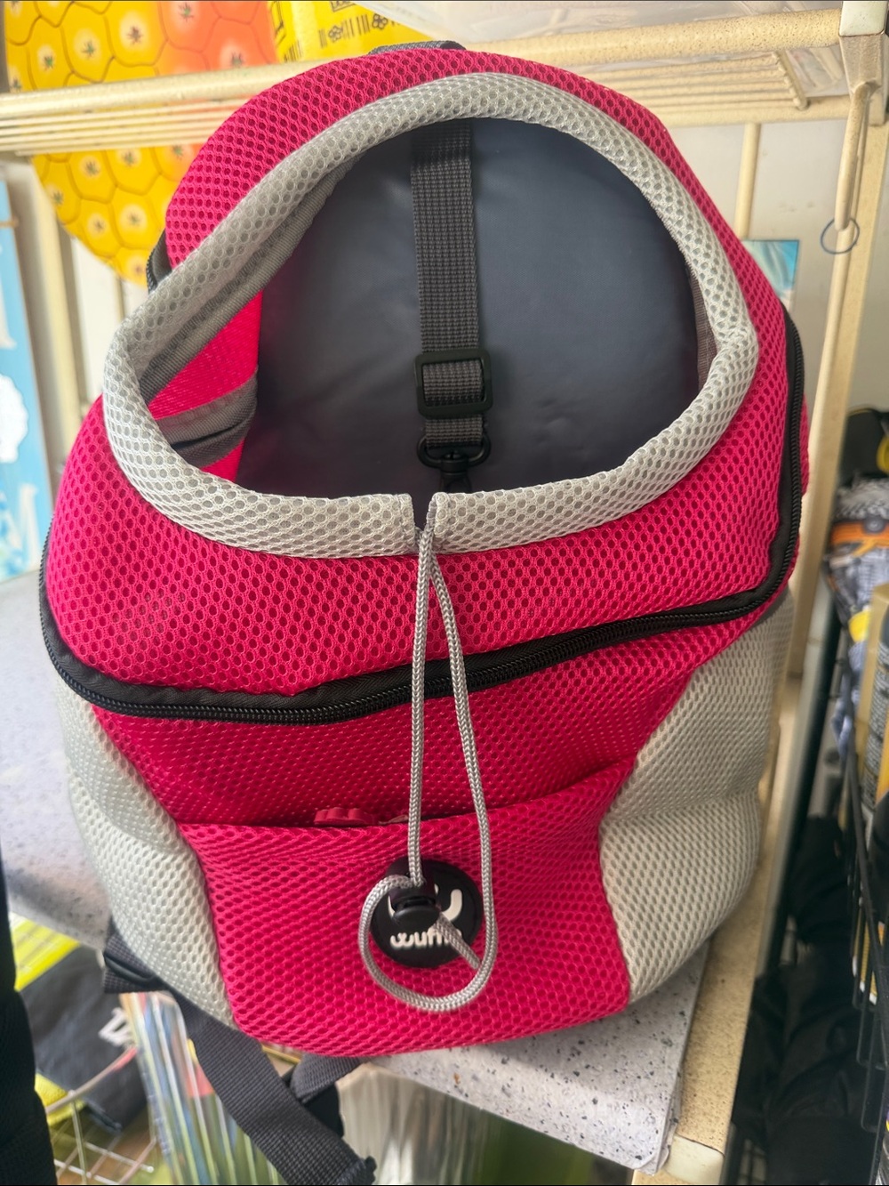 Pink and Gray Women’s Mesh Backpack - Unbranded pet carrier